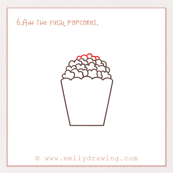 How to Draw a Popcorn - Step 6 – Add the final popcorns.