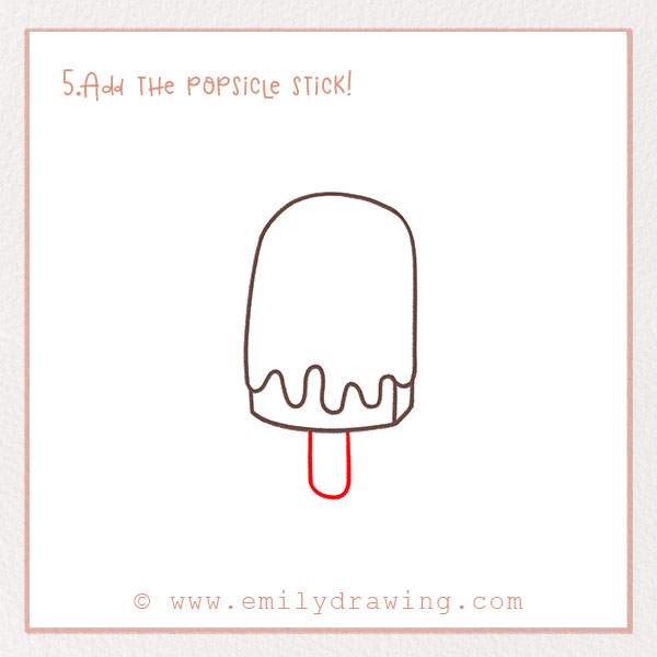 How to Draw a Popsicle - Step 5 – Add the popsicle stick!