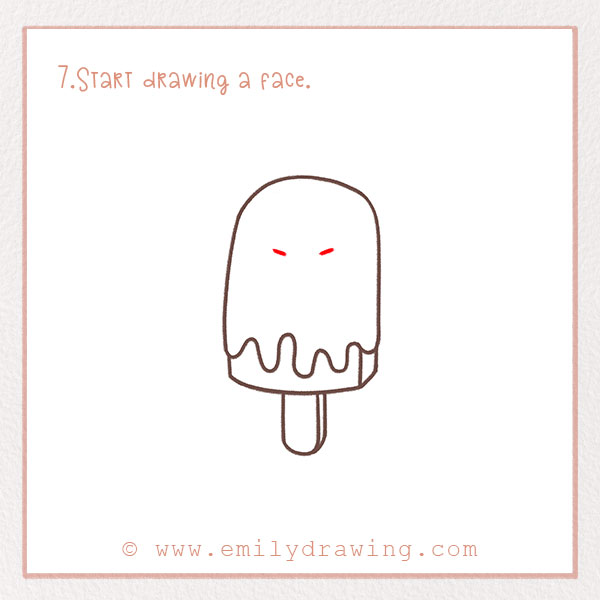 How to Draw a Popsicle - Step 7 – Start drawing a face.