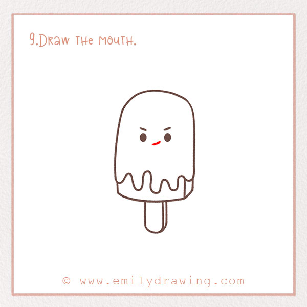 How to Draw a Popsicle - Step 9 – Draw the mouth.