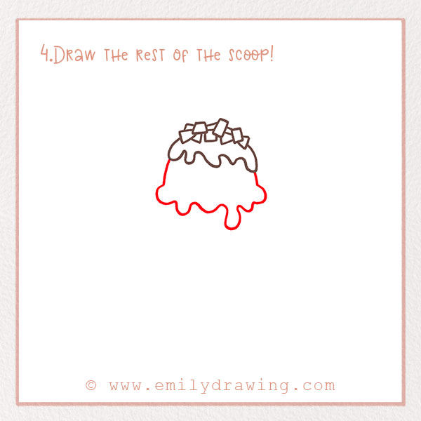 How to Draw an Ice Cream Cone - Step 4  – Draw the rest of the scoop!