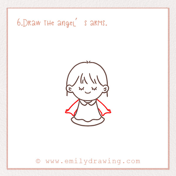 How to Draw an Angel - Step 6 – Draw the angel’s arms.