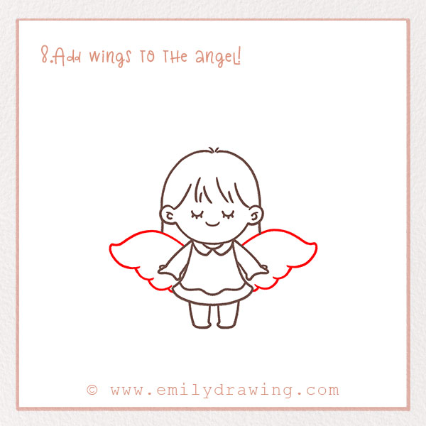 How to Draw an Angel - Step 8 – Add wings to the angel!