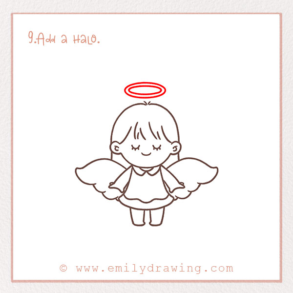 How to Draw an Angel - Step 9 – Add a halo.