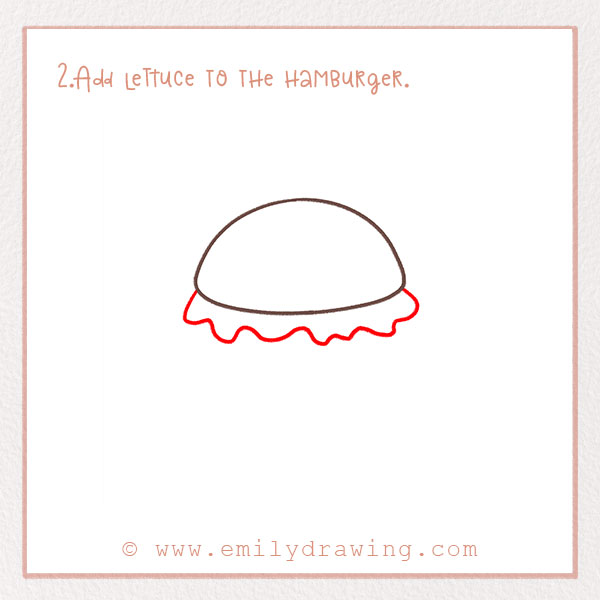 How to Draw a Hamburger - Step 2  – Add lettuce to the hamburger.