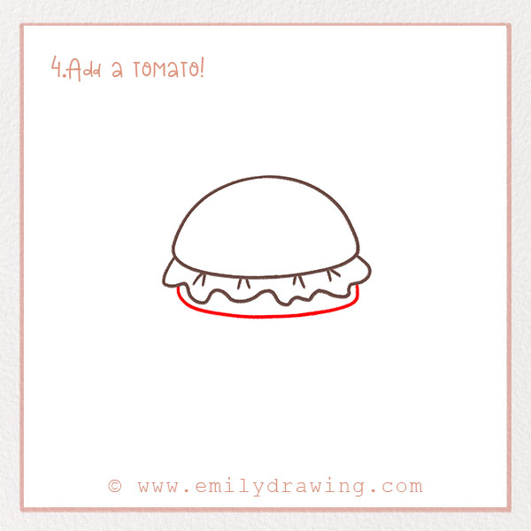 How to Draw a Hamburger - Step 4  – Add a tomato!