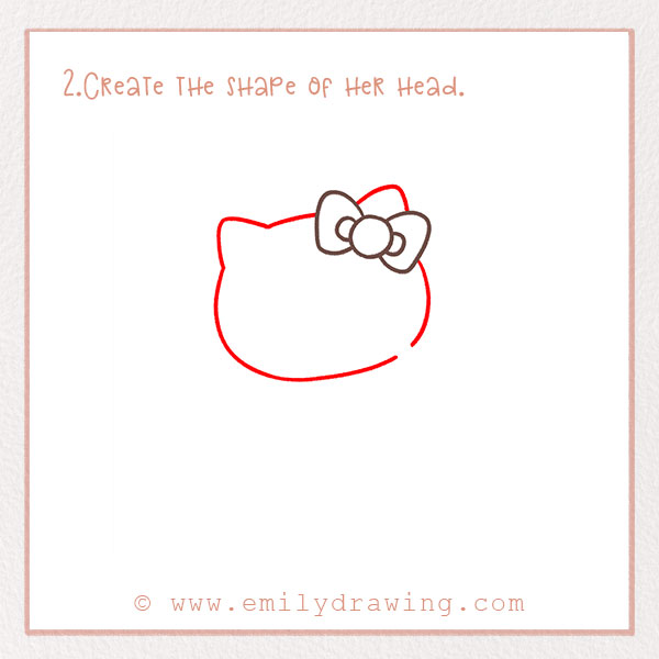 How to Draw a Hello Kitty - Step 2  – Create the shape of her head.