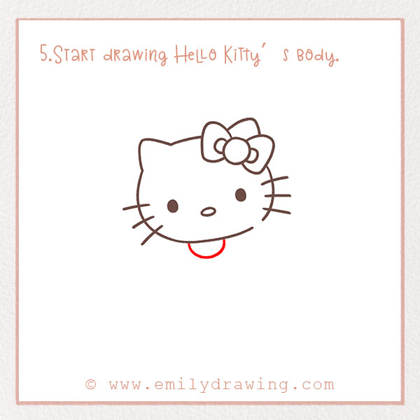 How to Draw a Hello Kitty - Step 5 – Start drawing Hello Kitty’s body.