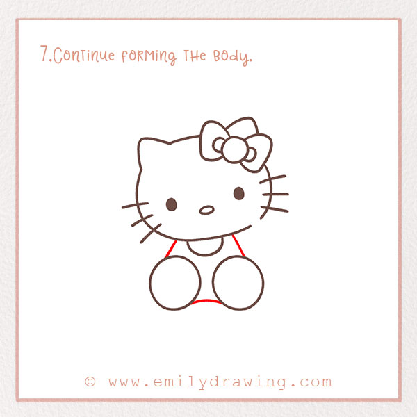 How to Draw a Hello Kitty - Step 7 – Continue forming the body.