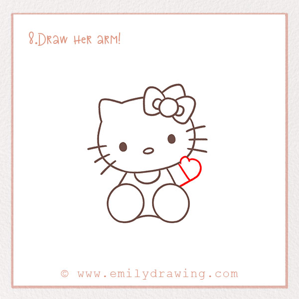 How to Draw a Hello Kitty - Step 8 – Draw her arm!