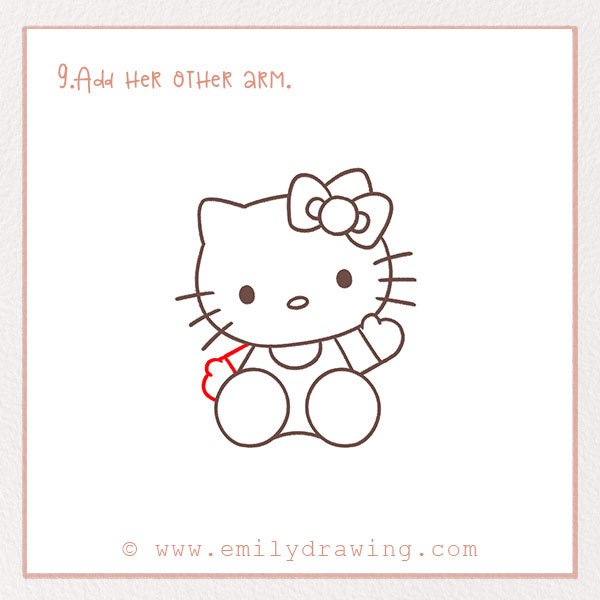 How to Draw a Hello Kitty - Step 9 – Add her other arm.