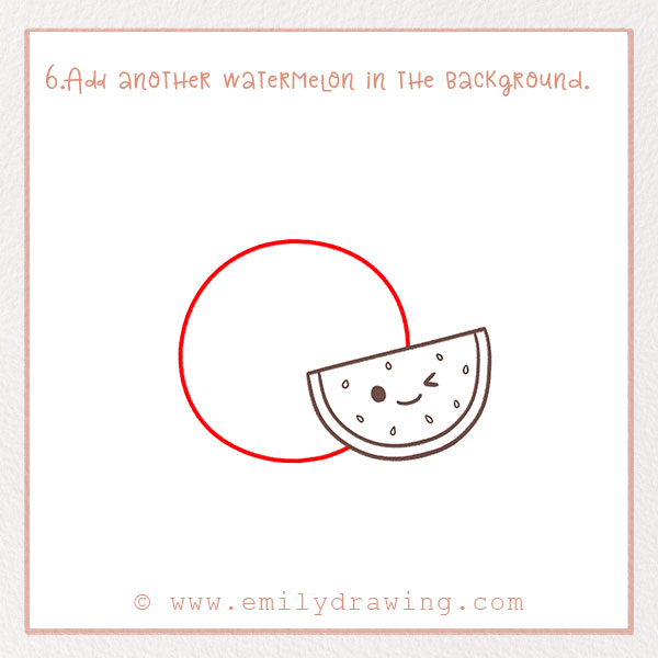 How to Draw a Watermelon - Step 6 – Add another watermelon in the background.