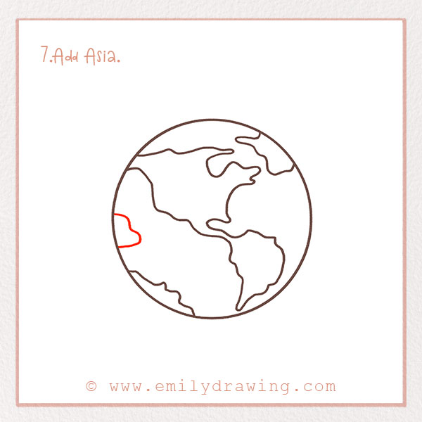 How to Draw earth - Step 7 – Add Asia.