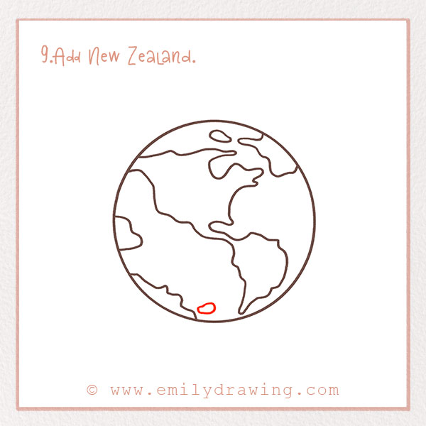 How to Draw earth - Step 9 – Add New Zealand.