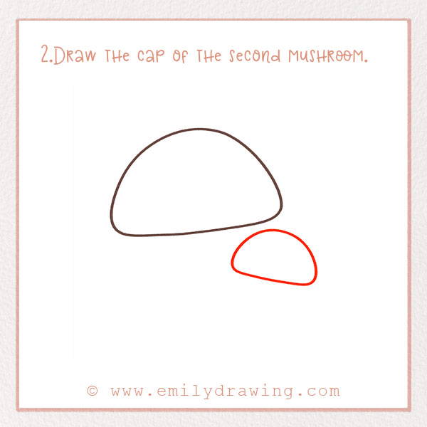 How to Draw Mushrooms - Step 2  – Draw the cap of the second mushroom.