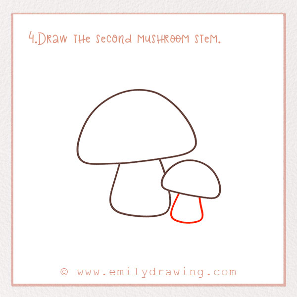 How to Draw Mushrooms - Step 4  – Draw the second mushroom stem.