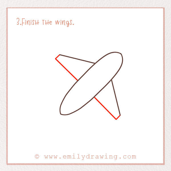 How to Draw a Plane - Step 3 – Finish the wings. 