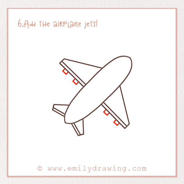 How to Draw a Plane - Step 6 – Add the airplane jets!