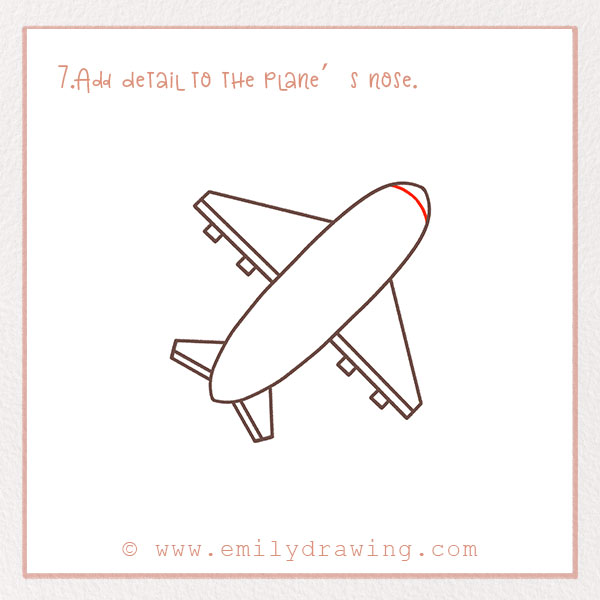 How to Draw a Plane - Step 7 – Add detail to the plane’s nose. 