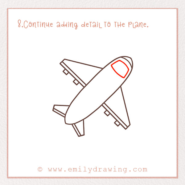 How to Draw a Plane - Step 8 – Continue adding detail to the plane. 