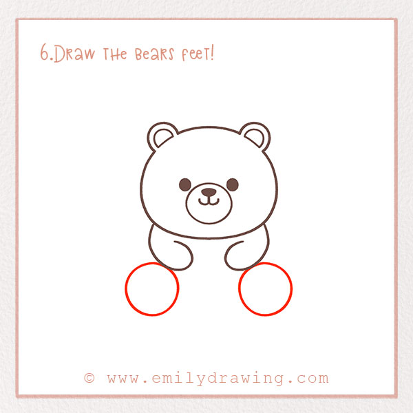 How to Draw a Bear - Step 6 – Draw the bears feet!