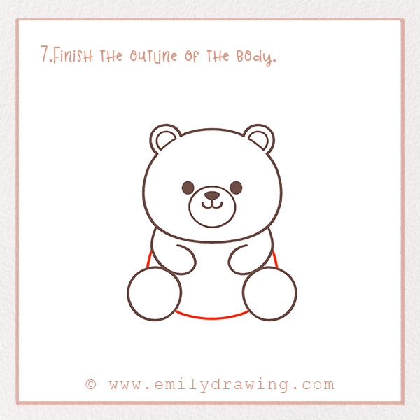 How to Draw a Bear - Step 7 – Finish the outline of the body.