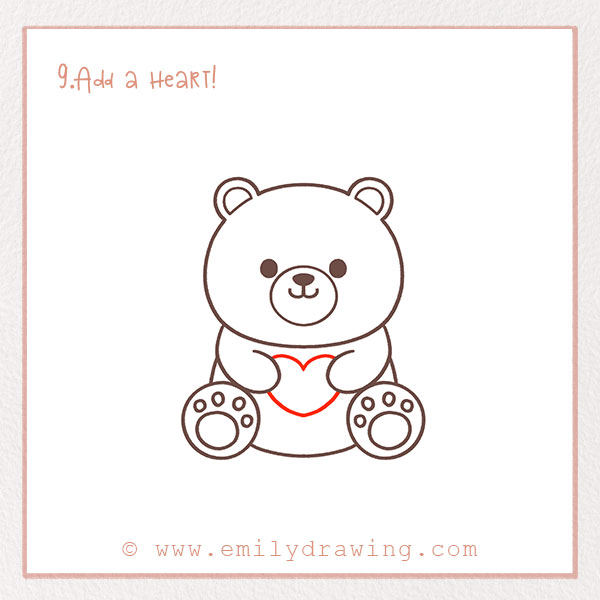 How to Draw a Bear - Step 9 – Add a heart!