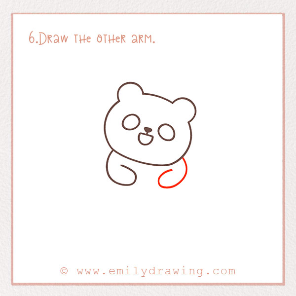 How to Draw a Panda - Step 6 – Draw the other arm. 