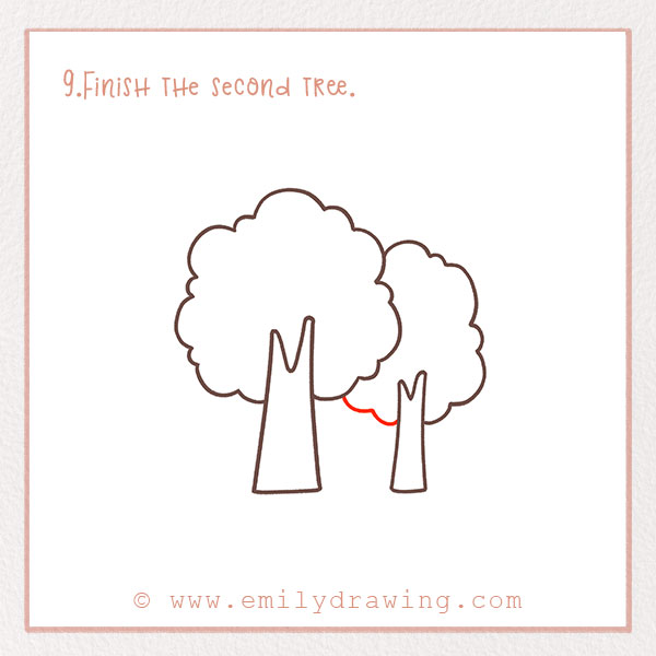 How to Draw a Tree - Step 9 – Finish the second tree. 