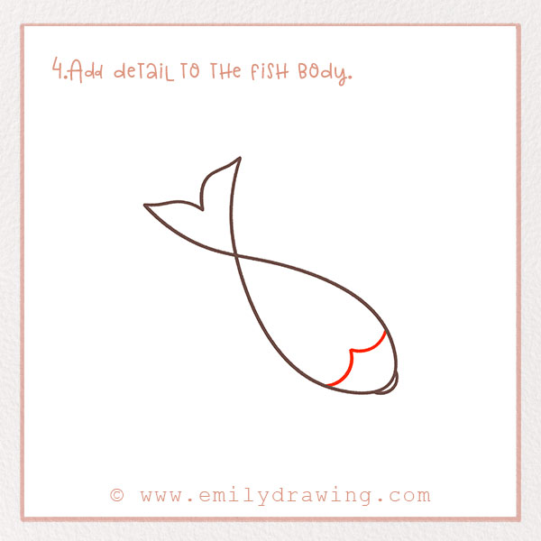 How to Draw a Koi Fish - Step 4  – Add detail to the fish body.