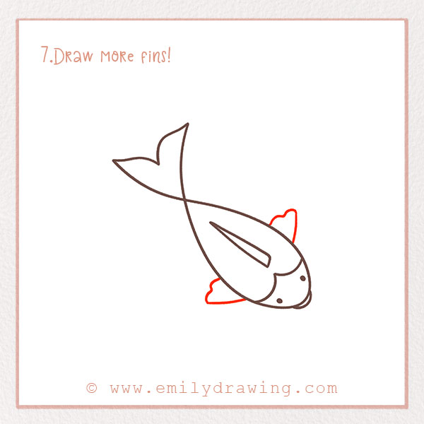 How to Draw a Koi Fish - Step 7 – Draw more fins!