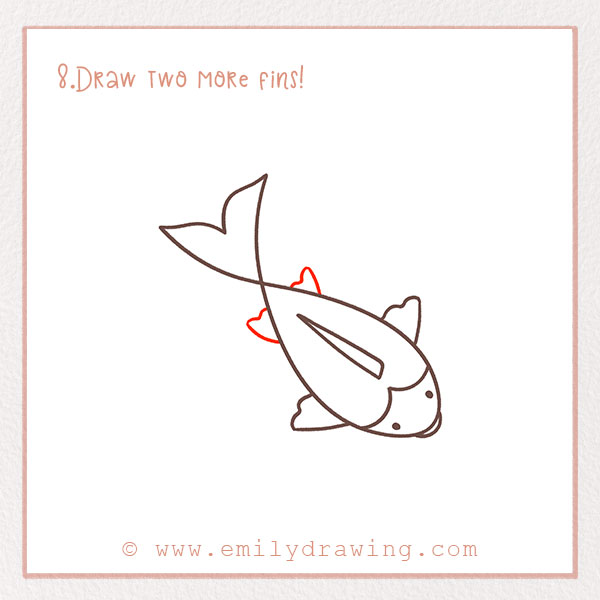 How to Draw a Koi Fish - Step 8 – Draw two more fins!