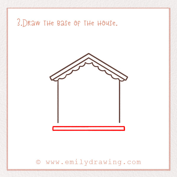 How to Draw a Gingerbread House - Step 3 – Draw the base of the house.