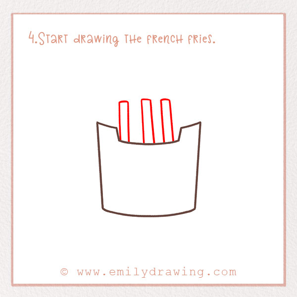 How to Draw French Fries - Step 4 – Start drawing the french fries.