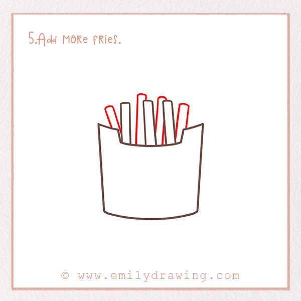 How to Draw French Fries - Step 5 – Add more fries.