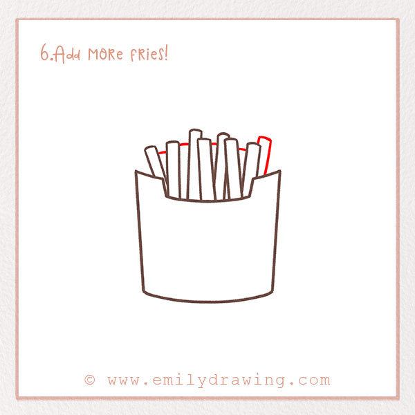 How to Draw French Fries - Step 6 – Add more fries!