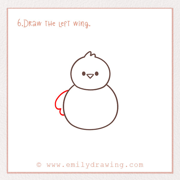 How to Draw a Baby Chick - Step 6 – Draw the left wing.