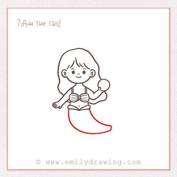 How to Draw a Mermaid - Step 7 –  Add the tail!