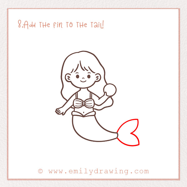 How to Draw a Mermaid - Step 8 – Add the fin to the tail!