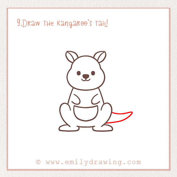 How to Draw a kangaroo - Step 9 – Draw the kangaroo's tail!