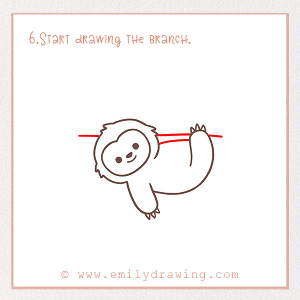 How to Draw a Sloth - Step 6 – Start drawing the branch.