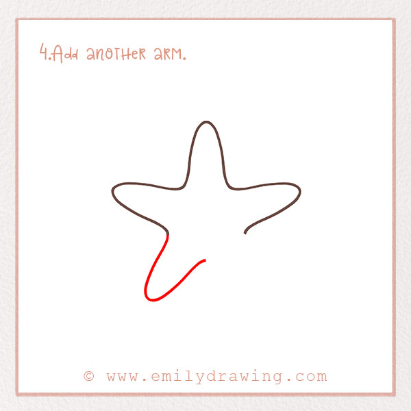 How to Draw a Starfish - Step 4 – Add another arm.