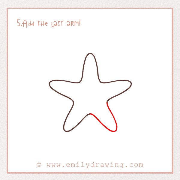 How to Draw a Starfish - Step 5 – Add the last arm!