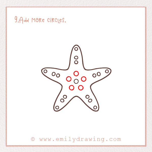 How to Draw a Starfish - Step 9 – Add more circles.