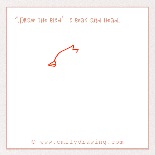 How to Draw a Bird - Step 1 – Draw the bird’s beak and head.