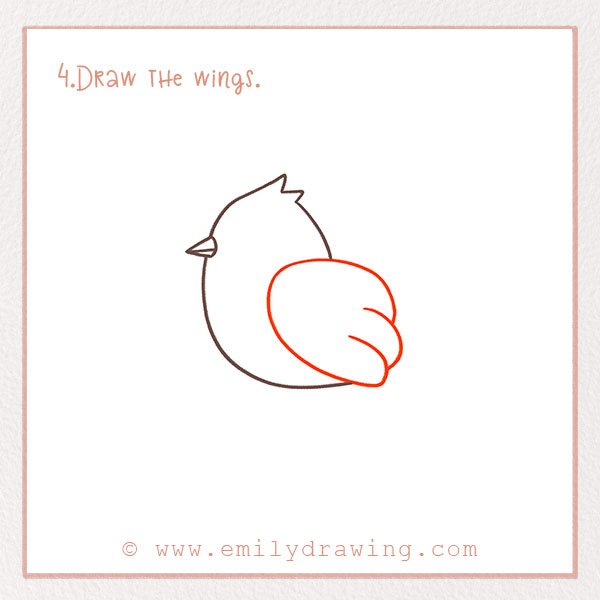 How to Draw a Bird - Step 4 – Draw the wings.