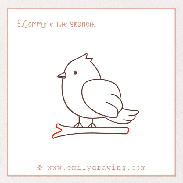 How to Draw a Bird - Step 9 – Complete the branch.