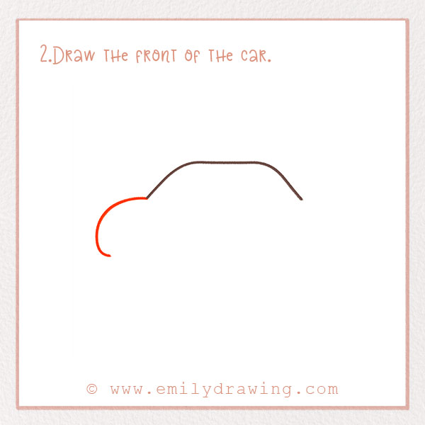 How to Draw a Car - Step 2 – Draw the front of the car.