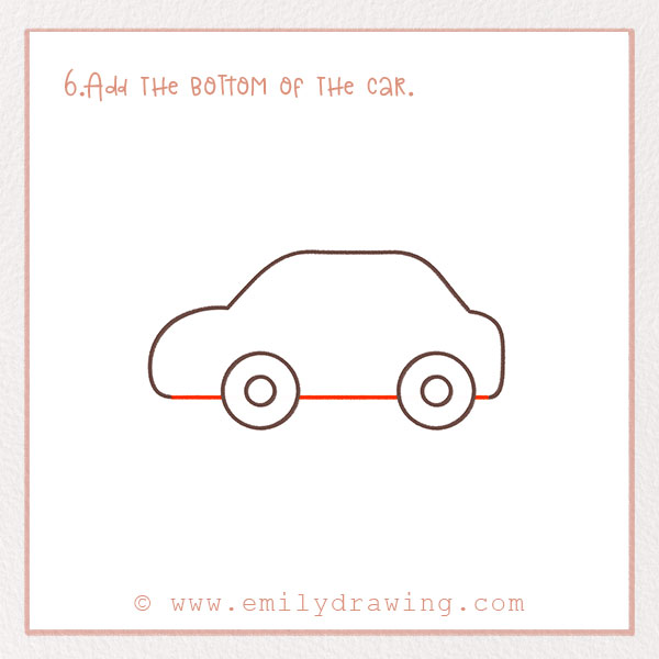 How to Draw a Car - Step 6 – Add the bottom of the car.