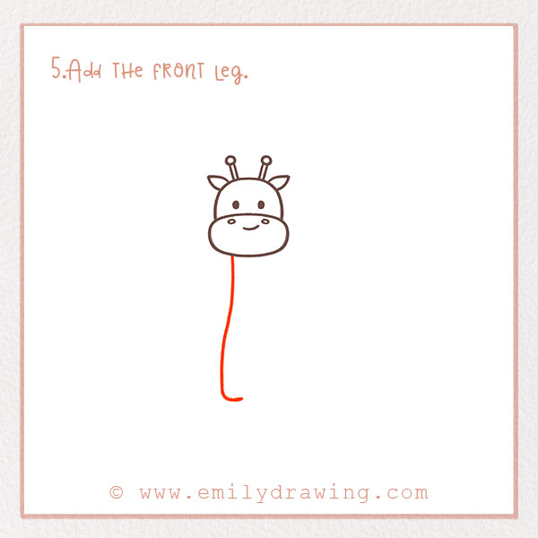 How to Draw a Giraffe - Step 5 – Add the front leg.